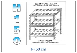 Estante con estantes ranurados 150 H- Profundidad 60cmm