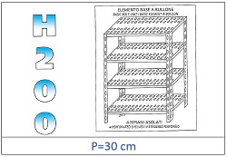 Estante con estantes ranurados 200 H- Profundidad 30cm