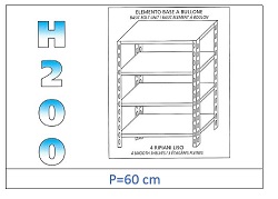 Estante con estantes lisos 200 H- Profundidad 60cm
