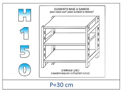 Estantes con estantes lisos 150 H- Profundidad 30cm