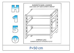 Shelves with Smooth Shelves 150 H- Depth 50cm