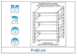 Shelf with smooth shelves 200 H- Depth 60cm