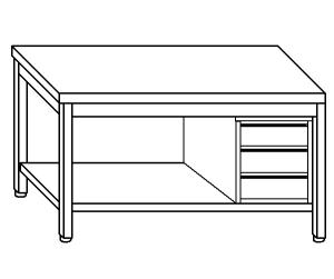 TL5258 Tavolo da lavoro in acciaio inox AISI 304 cassettiera dx ripiano 60x70x85