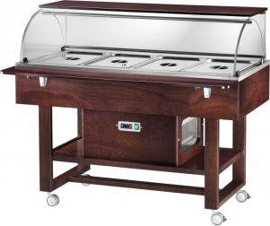 ELR2826BTW Refrigerated display case cart (-5°+5°C) 4 1/1GN dome top shelf Wengé