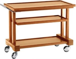 LP1050 Walnut-dyed solid wood service trolley 3 shelves 115x55x82h