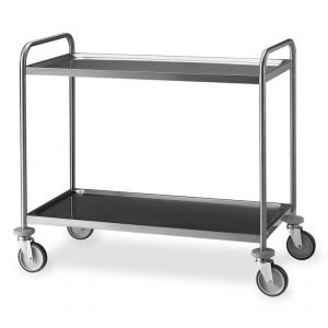 1400 Stainless steel trolley, 2 printed shelves 100x50 cm