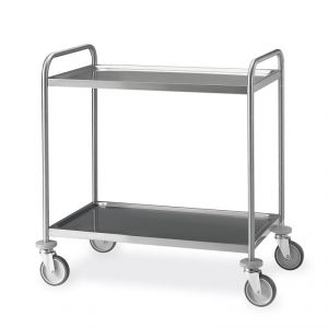1400C Stainless steel trolley, 2 molded shelves 80x50 cm