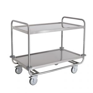 1402P Stainless steel trolley capacity 200 kg, 2 pressed shelves 100x60 cm