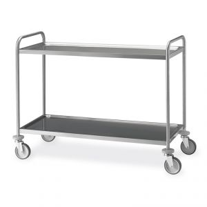 14032 Stainless steel trolley, 2 molded shelves 120x60 cm