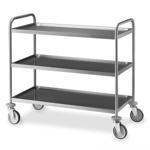 1405S Welded stainless steel trolley, 3 molded shelves 100x50 cm