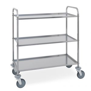1524 Stainless steel service trolley, 3 shelves 87x44x1.5h cm
