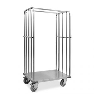 1830-EINOX "Roll container" trolley, 1 base + 2 sides, stainless steel support wheels, elastic, 2 2 brakes