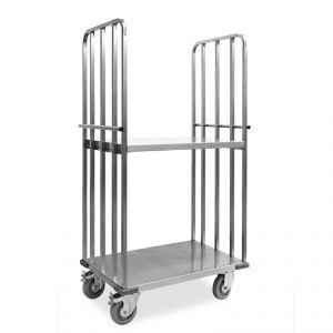 1831-EINOX "Roll container" trolley, 1 base + 2 sides, intermediate shelf, stainless steel support wheels, elastic, 2 2 