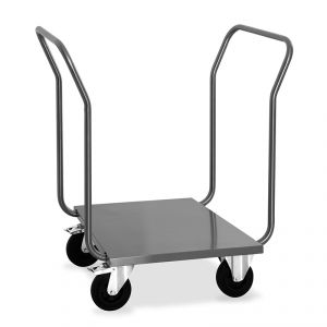 1895M2-F Stainless steel crate trolley, 2 handles, 2 braked wheels, cm 60x70x97h