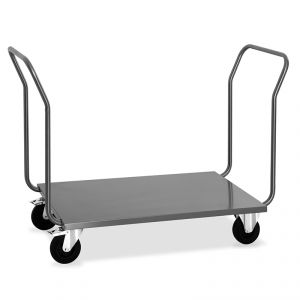 1897M2-F Stainless steel crate trolley, 2 handles, 2 braked wheels, cm 60x110x97h