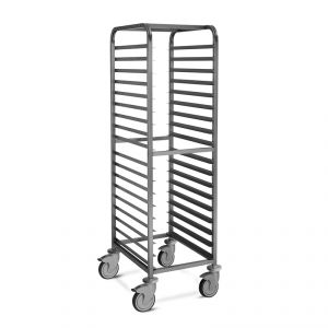 2066S-F Tray holder 18x60x40, "L" guides with stop, welded, 2 braked wheels
