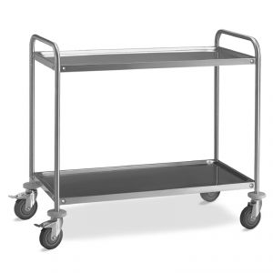 2P100-50 Stainless steel trolley, 2 printed shelves 100x50 cm