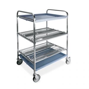 5004-F Dish and glass drainer trolley, 2 flat shelves, cm, 1 glasses, cm 87, 2 braked wheels