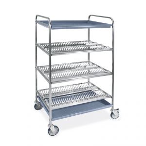 5014-F Dish and glass drainer trolley, 3 draining shelves, 1 glasses, 87 cm, 2 braked wheels