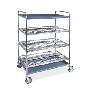 5028-F Dish and glass drainer trolley, 3 plates, 1 glasses, 102 cm, two braked wheels