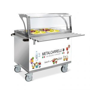 6702FH-RM Refrigerated element GN 2/1 with parafiato service for children and counter, handle, wheels, 2 brakes