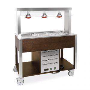 6910.3L-W Hot buffet with fixed parafiato, infrared lamps 3xGN 1/1, wengé stained