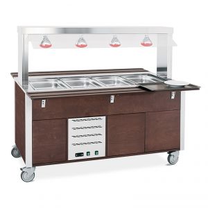 6910CPB.4L-W Hot buffet with fixed parafiato, cupboard, infrared lamps 4xGN 1/1, wengé stained