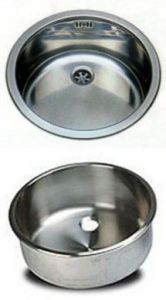 LV038P Round stainless steel sink diameter 380x180h mm welded with waste