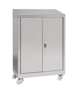 IN-699.04.430 Desk unit with 2-door trolley unit in AISI 430 steel - dim. 80x40x115 H