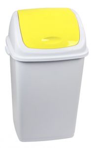 T909056 Pattumiera polipropilene bianca con coperchio basculante giallo 50 litri (confezione da 6 pezzi)