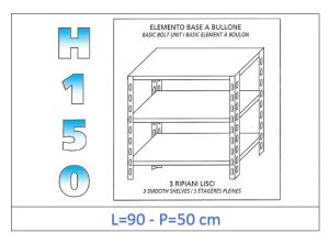 IN-B3699050B Shelf with 3 smooth shelves bolt fixing dim cm 90x50x150h 