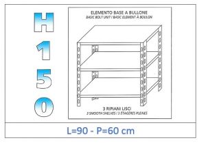 IN-B3699060B Shelf with 3 smooth shelves bolt fixing dim cm 90x60x150h 