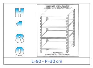 IN-184699030B Shelf with 4 smooth shelves bolt fixing dim cm 90x30x180h 