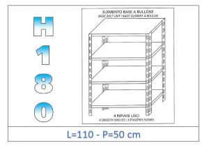 IN-1846911050B Shelf with 4 smooth shelves bolt fixing dim cm 110x50x180h 