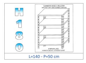 IN-1846914050B Shelf with 4 smooth shelves bolt fixing dim cm 140x50x180h 