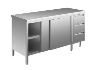 EU04001-15 tavolo armadio ECO cm 150x60x85h  piano liscio - porte scorr - cass 3c dx