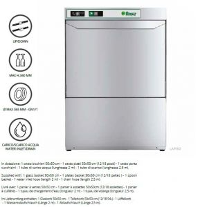 LAPI50T Square basket dishwasher 50x50 cm Three-phase