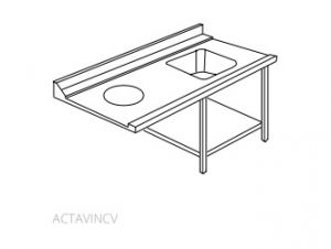 ACTAVINCVSX Left sorting entry table with basin with upstand 1210x780 for LAPI50C and LAPI50CPL dishwashers