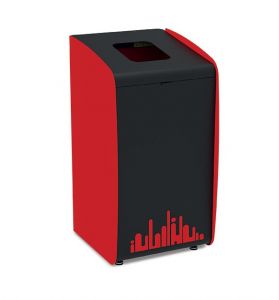 T789217 Waste paper bin with black front and red profiles 80 L