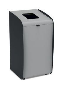 T789221 Waste paper bin with gray front and black side profiles 80 L