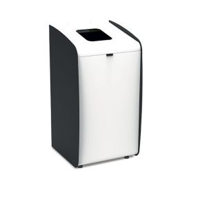 T789231 Waste paper bin with white front and black side profiles 80 L