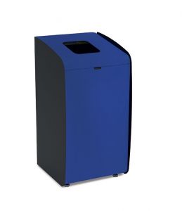 T789251 Waste paper bin with blue front and black side profiles 80 L