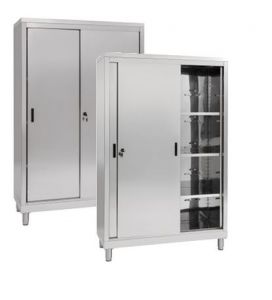 IN-690.15.50.430 Storage Cabinet with 2 Sliding Doors - 430 Stainless Steel - dim 150 x 50 x 195 H