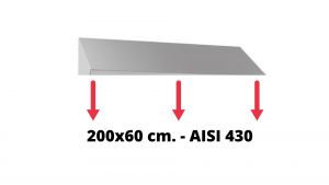 IN-699.60.20.430 Tetto inclinato in acciaio inox AISI 430 dim. 200x60 cm. per armadio IN-690.20.60.430