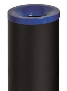 T770015 Papelera antifuego metal negro tapa Azul 50 litros 