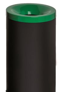 T770018 Papelera antifuego metal negro tapa Verde 50 litros 
