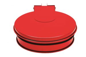 T601015  Bag holder with lid Red steel