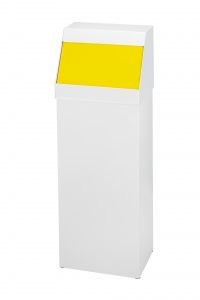 T790026 Contenitore rettangolare push metallo bianco sportello giallo 50 litri