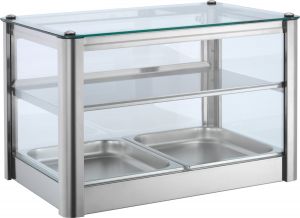 VKB52N Neutral countertop display cabinet 2 TOPS in stainless steel sheet