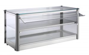 VKB82N Neutral countertop display cabinet 2 SHELVES in stainless steel sheet